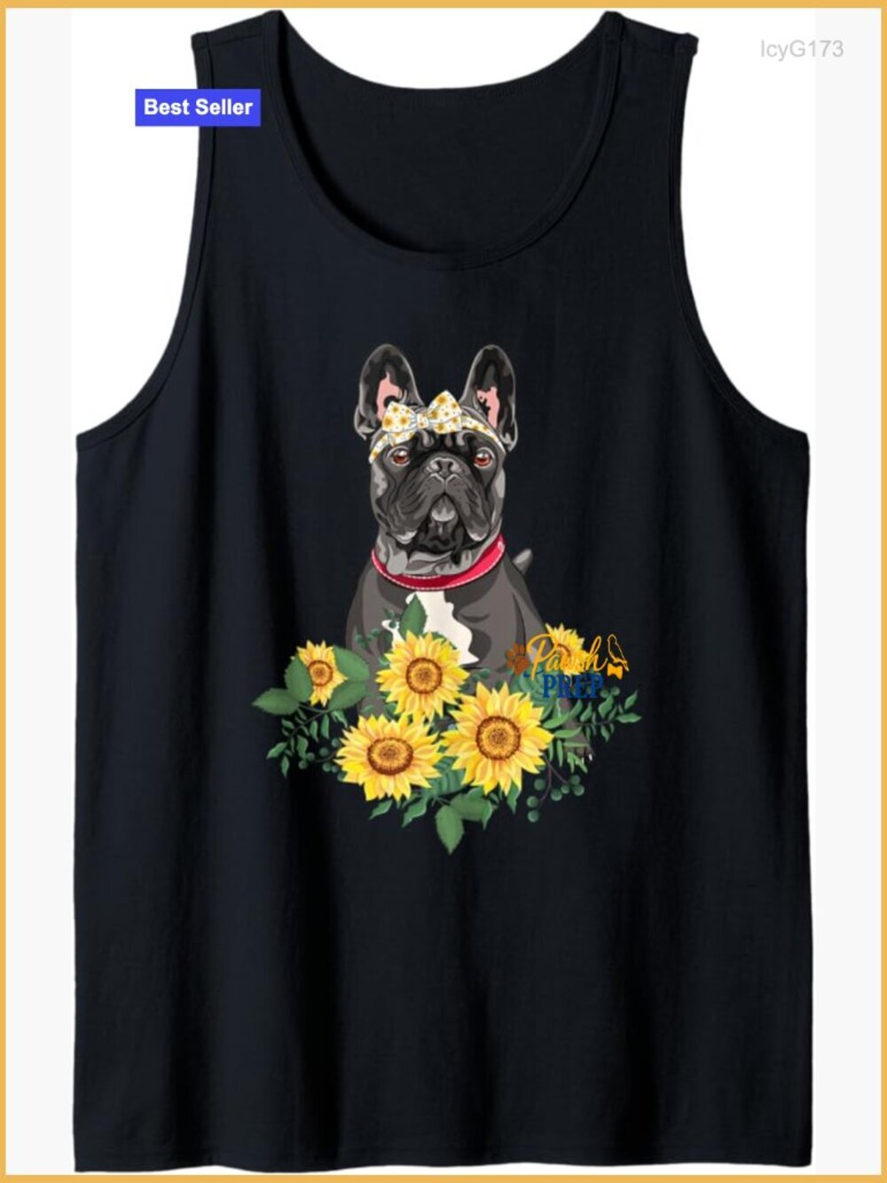 French Bulldog Sunflower Graphic Tank Top Classic Fit Lightweight